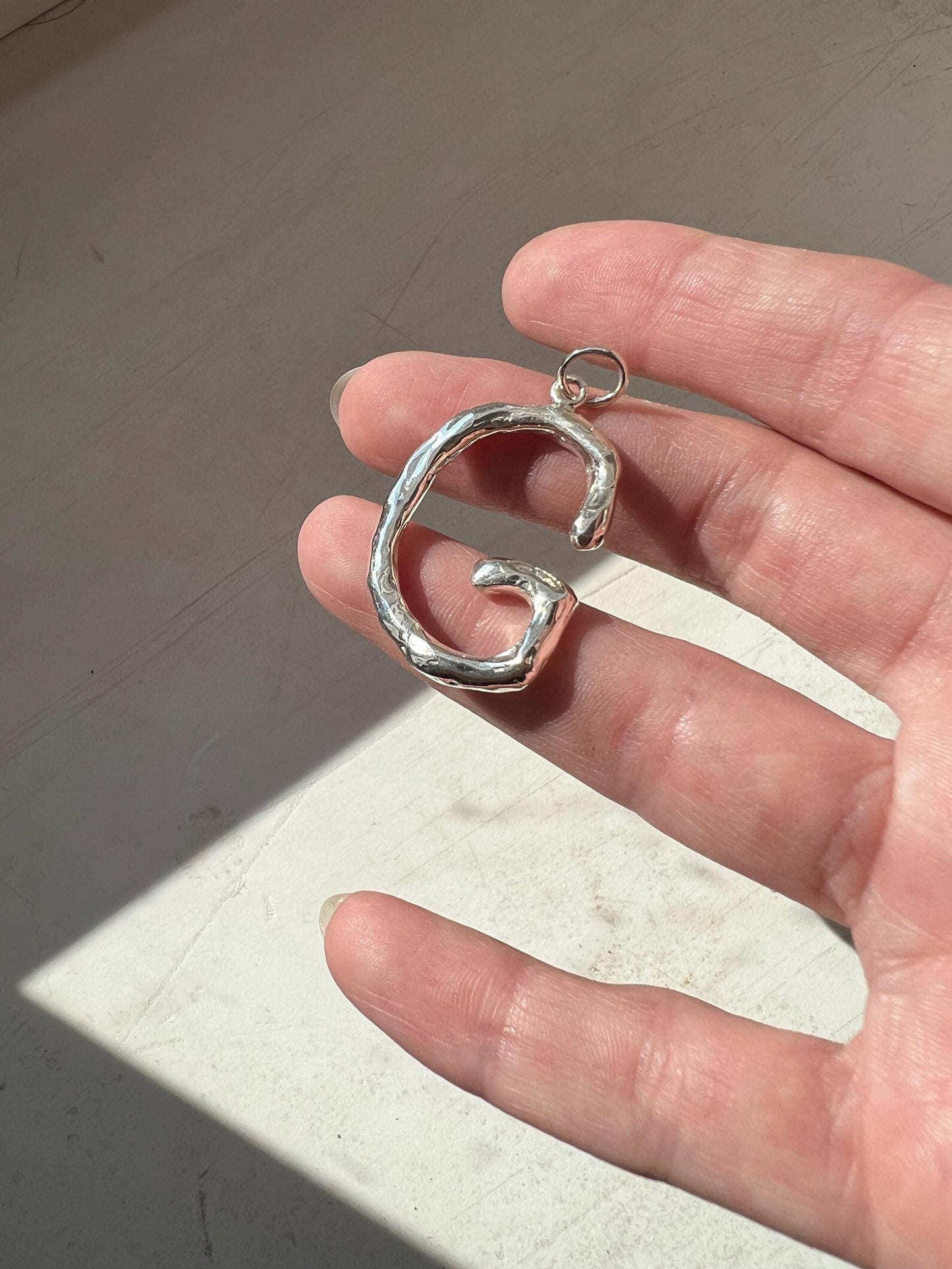 925 Silver Bubble Letter Pendant: Custom Initial Cord Necklace