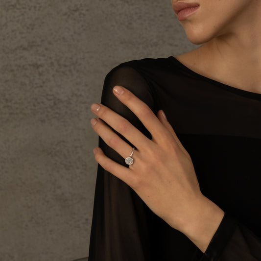 Textured disc rind Slver 925 squashed coin ring