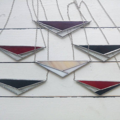 Unique geometric stained glass jewelry handmade