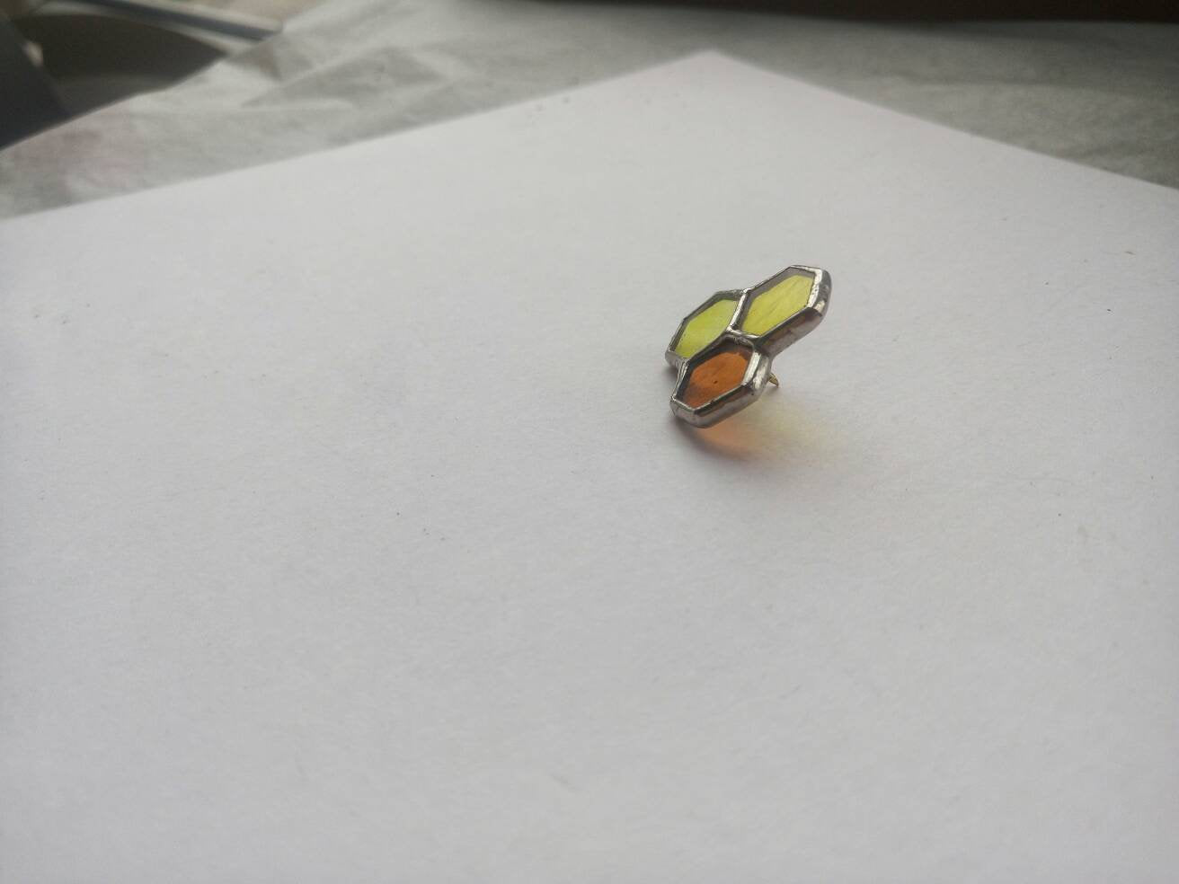 Stained Glass Honeycomb Bee Brooch - Nature Lover Jewelry
