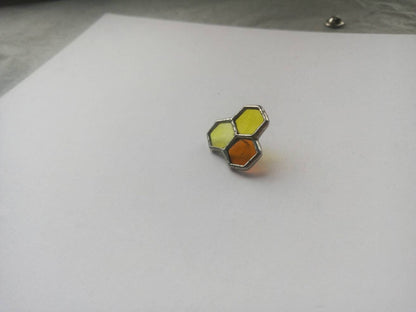 Honeycomb Stained Glass Brooch: Geometric Enamel Pin