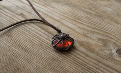 Black wire wrapped pendant, handcrafted necklace