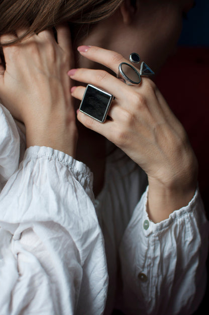 geometric statement ring closeup