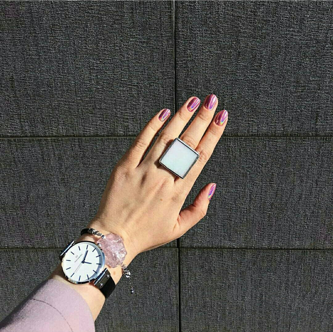 Statement white square ring for women, big geometric ring, iridescent minimalist ring, chunky gothic ring, handmade jewelry, birthday gift