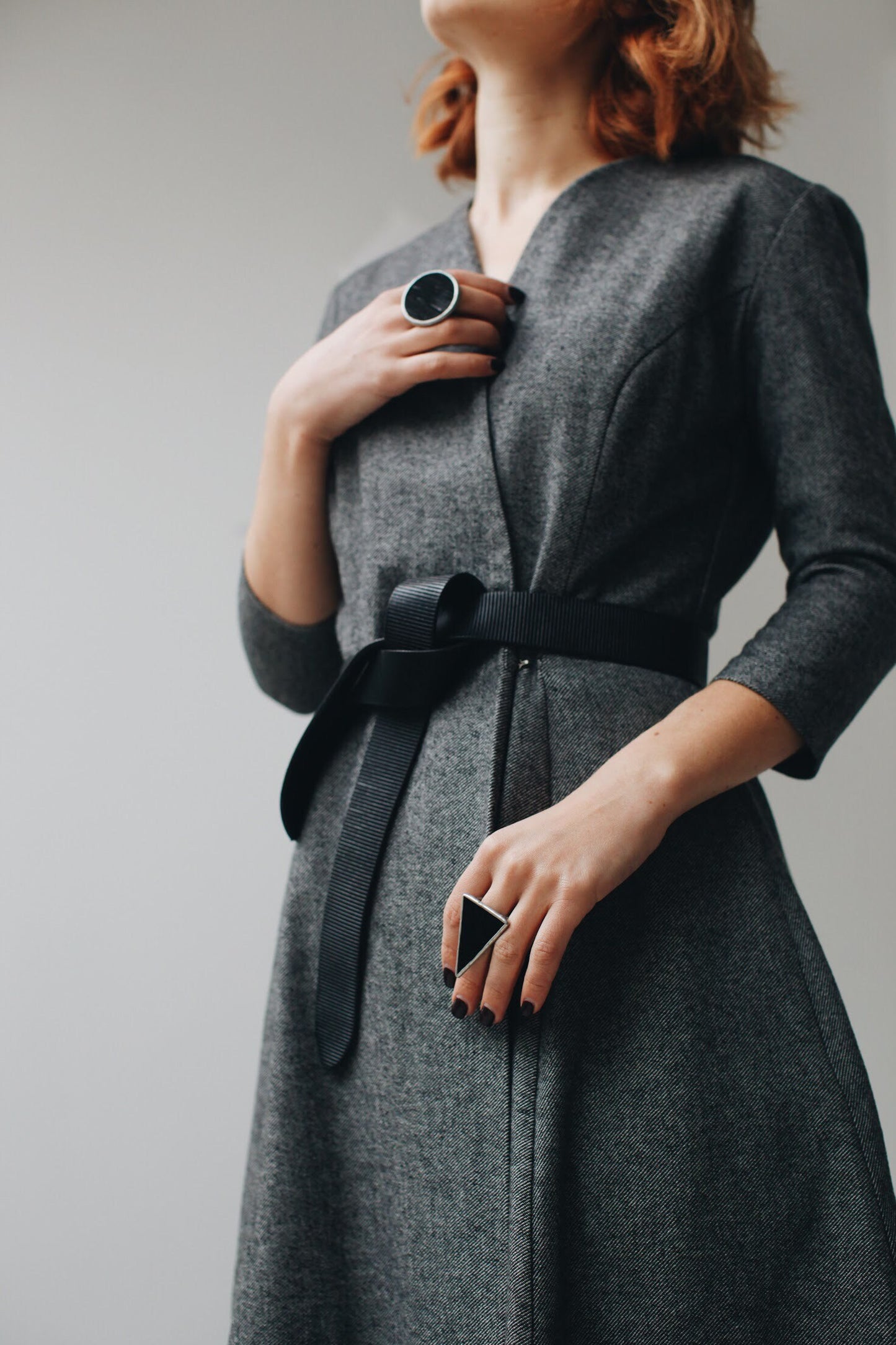 Black Triangle Stained Glass Ring: Gothic Cocktail Statement Jewelry
