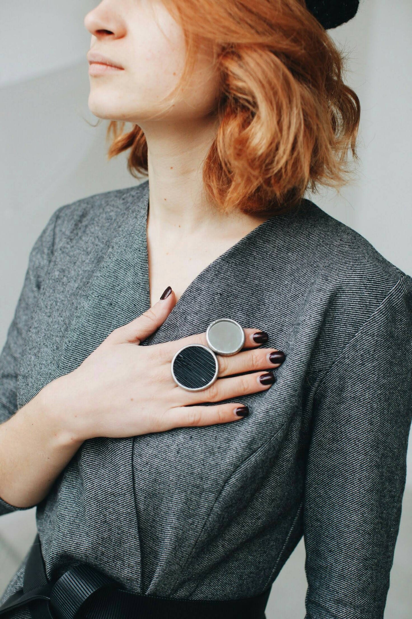 Black Stained Glass Ring: Chunky Gothic Geometric Statement Jewelry