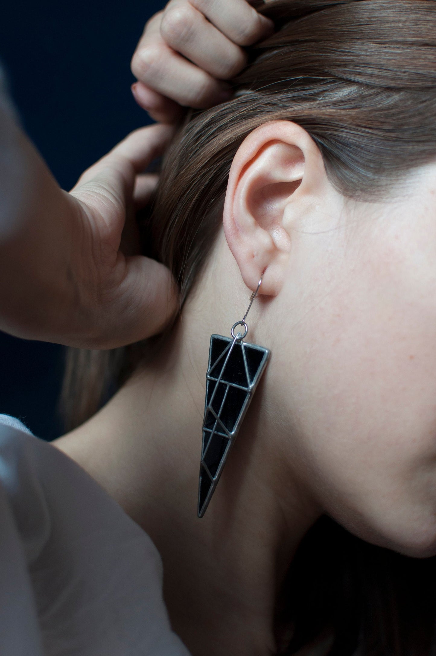 Black Triangle Dangle Earrings: Gothic Brutalist Jewelry