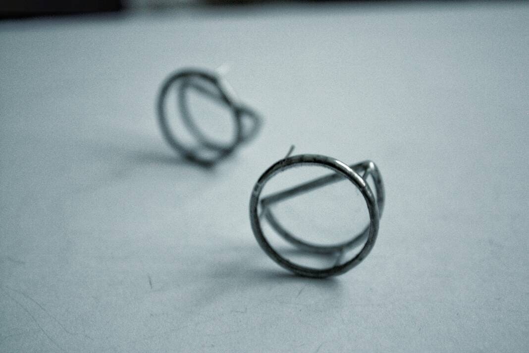 Clear Stained Glass Earrings: Geometric Silver Studs