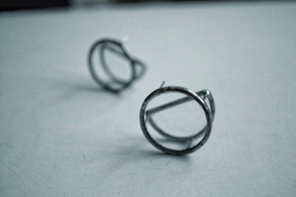 Clear Stained Glass Earrings: Geometric Silver Studs
