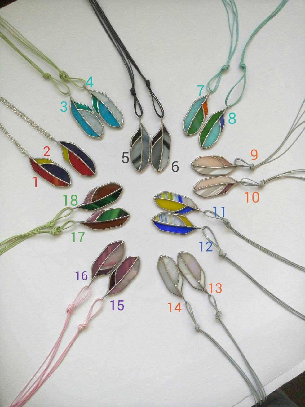 Stained Glass Feather Necklace: Colorful Boho Pendant
