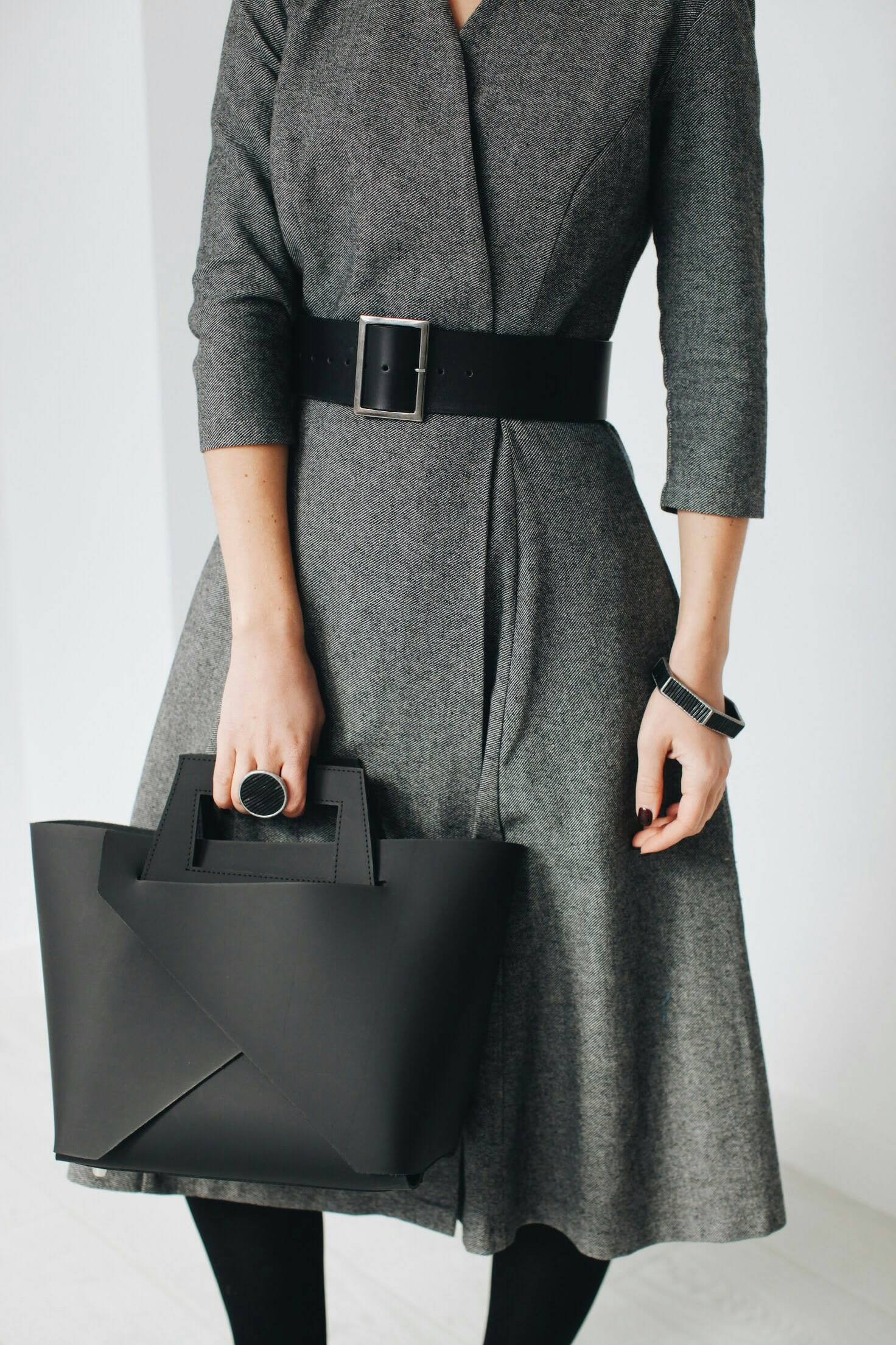 Black Stained Glass Ring: Chunky Gothic Geometric Statement Jewelry