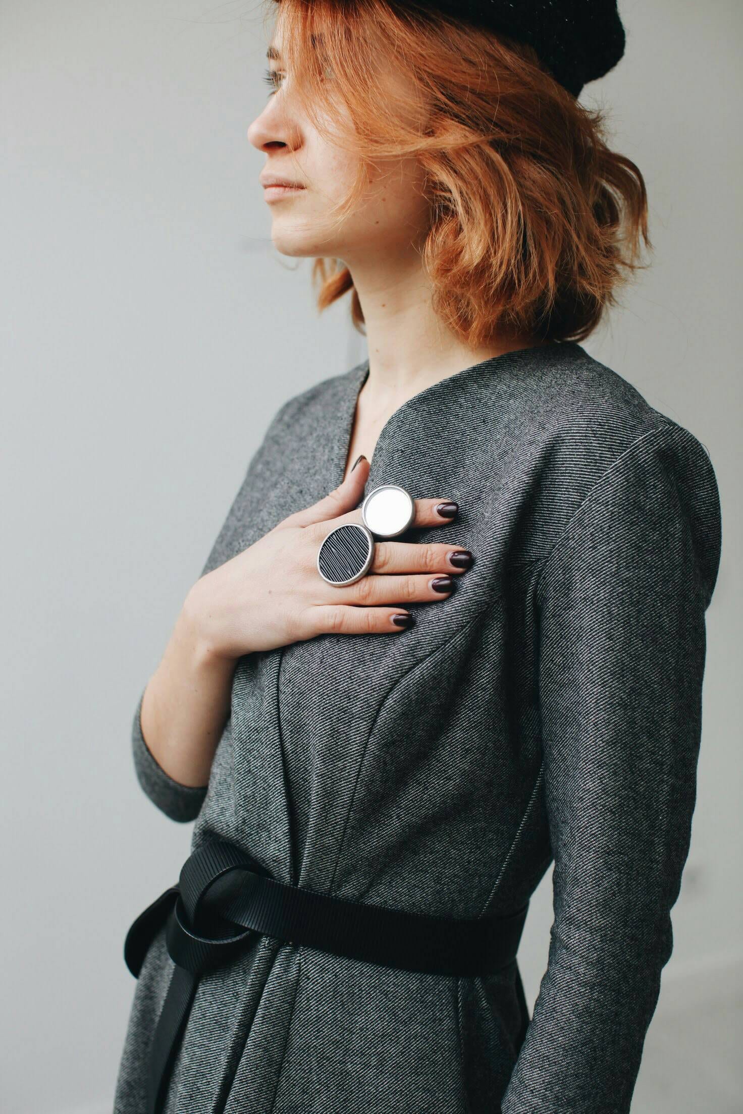 Black Stained Glass Ring: Chunky Gothic Geometric Statement Jewelry