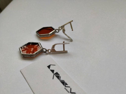 Honeycomb Stained Glass Jewelry: Bee Necklace and Earrings Set