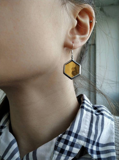 Honeycomb Stained Glass Jewelry: Bee Necklace and Earrings Set