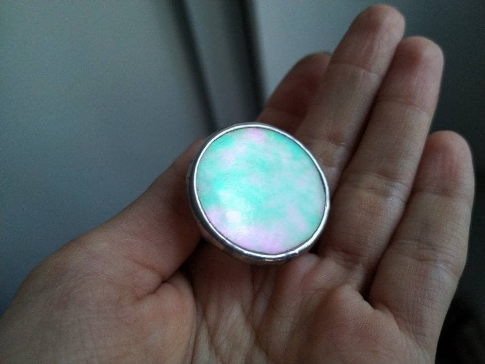 Boho Glass Statement Ring: Chunky Circle Cocktail Ring