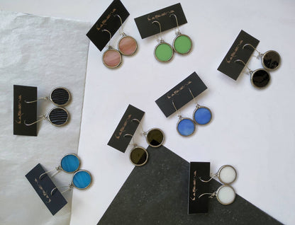 Geometric Dangle Earrings: Stained Glass Style, Long Drop Festival Jewelry