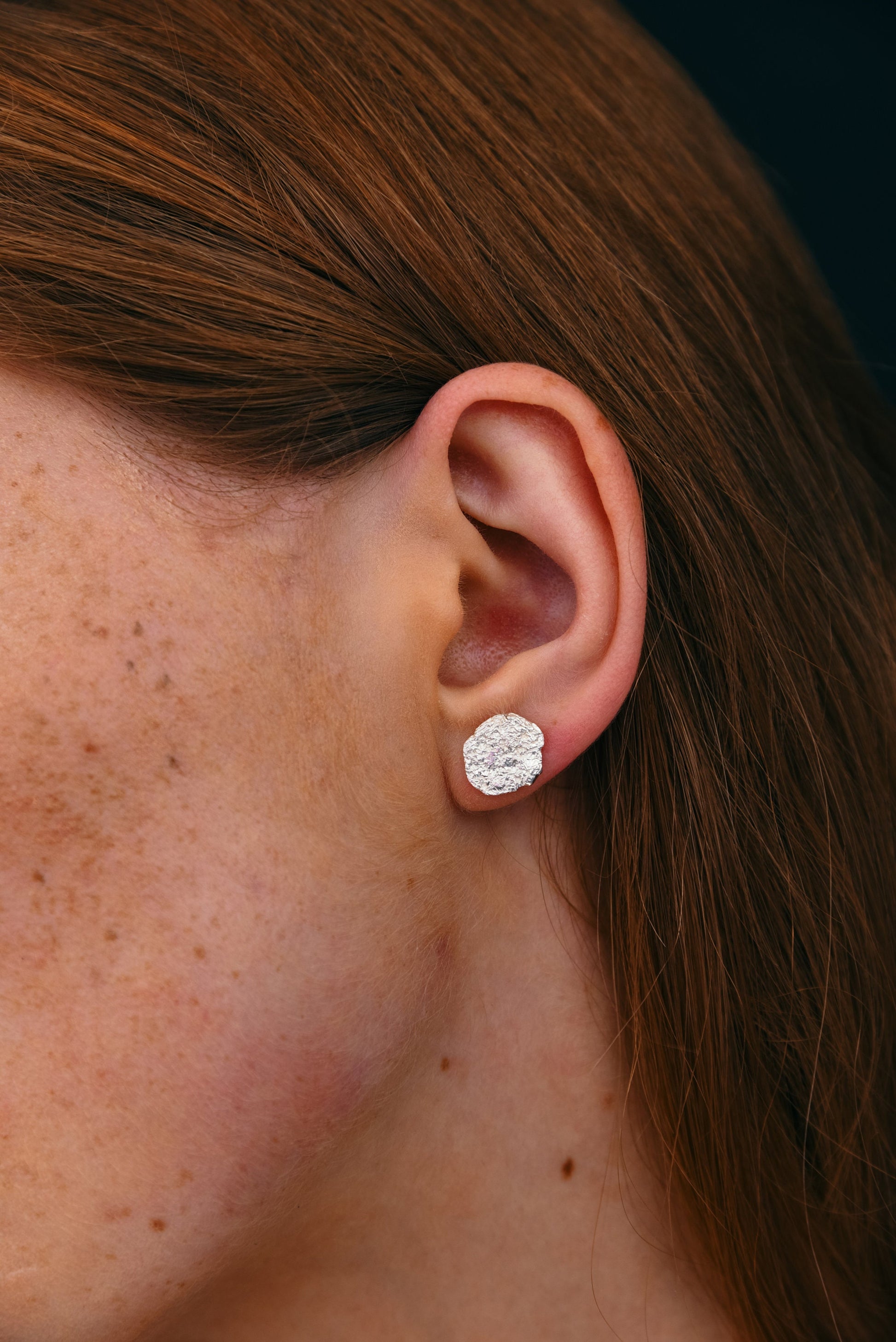 Organic Silver Stud Earrings – Raw Textured Jewelry, Sculptural Artisan Earrings