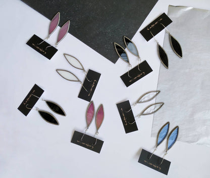 Geometric Dangle Earrings: Stained Glass Style, Long Drop Festival Jewelry