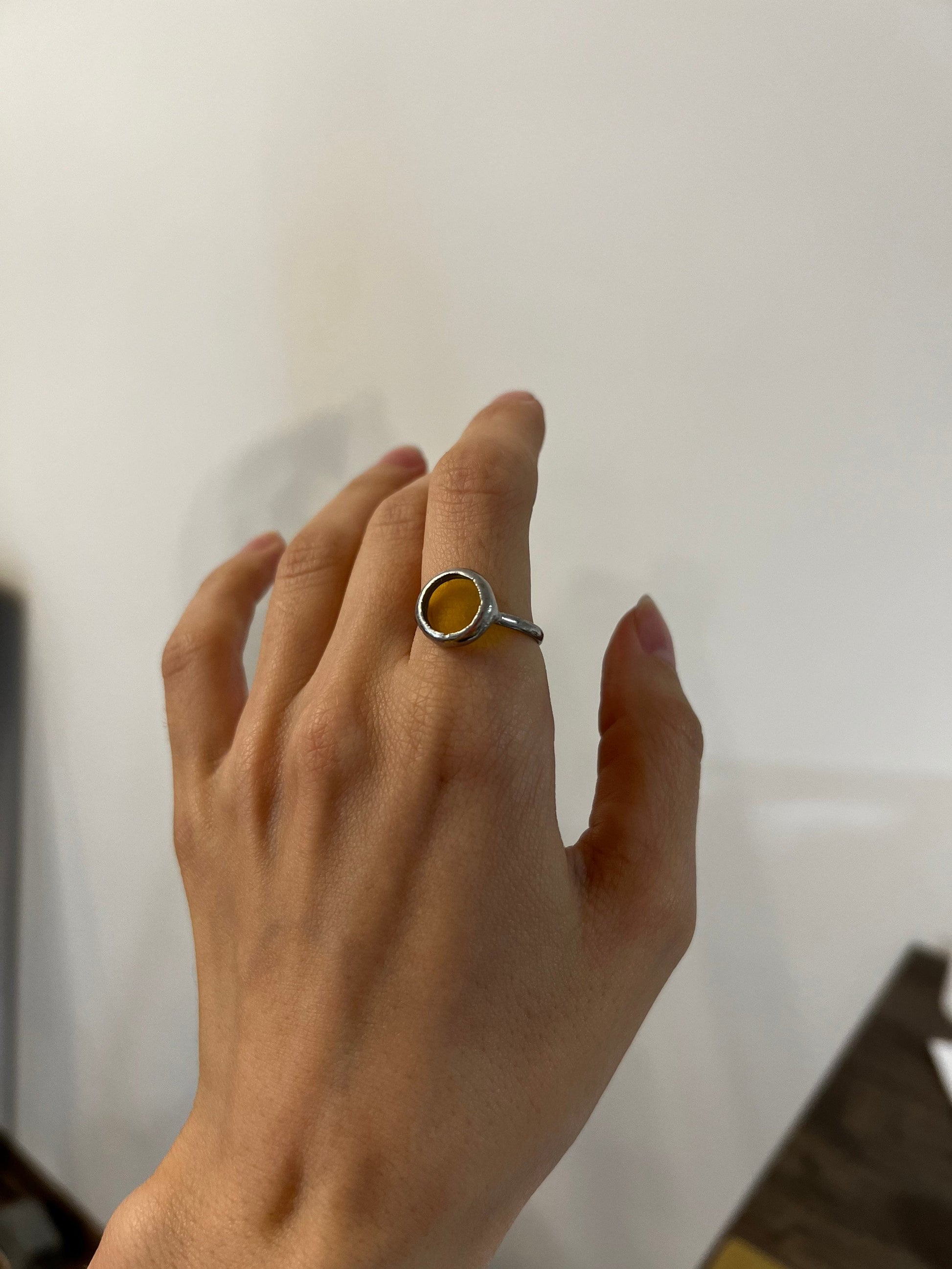 Stained Glass Ring Set: Geometric Art Glass Jewelry, Modern Design