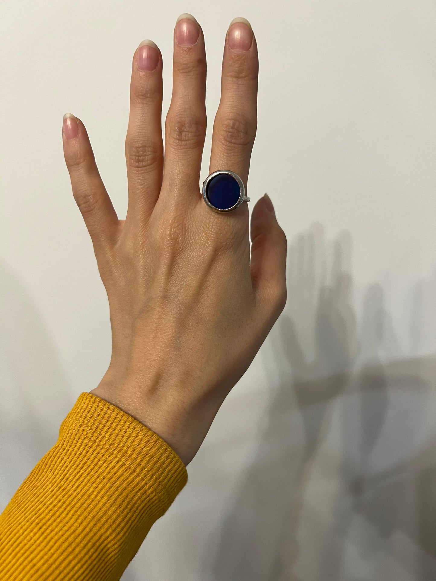 Stained Glass Geometric Ring Set: Modern Minimalist Copper Jewelry