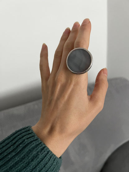 Chunky Statement Ring: Gothic Minimalist Brass Disc Ring