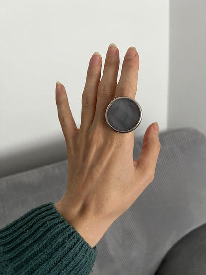 Large Round Statement Ring: Geometric Bohemian Jewelry