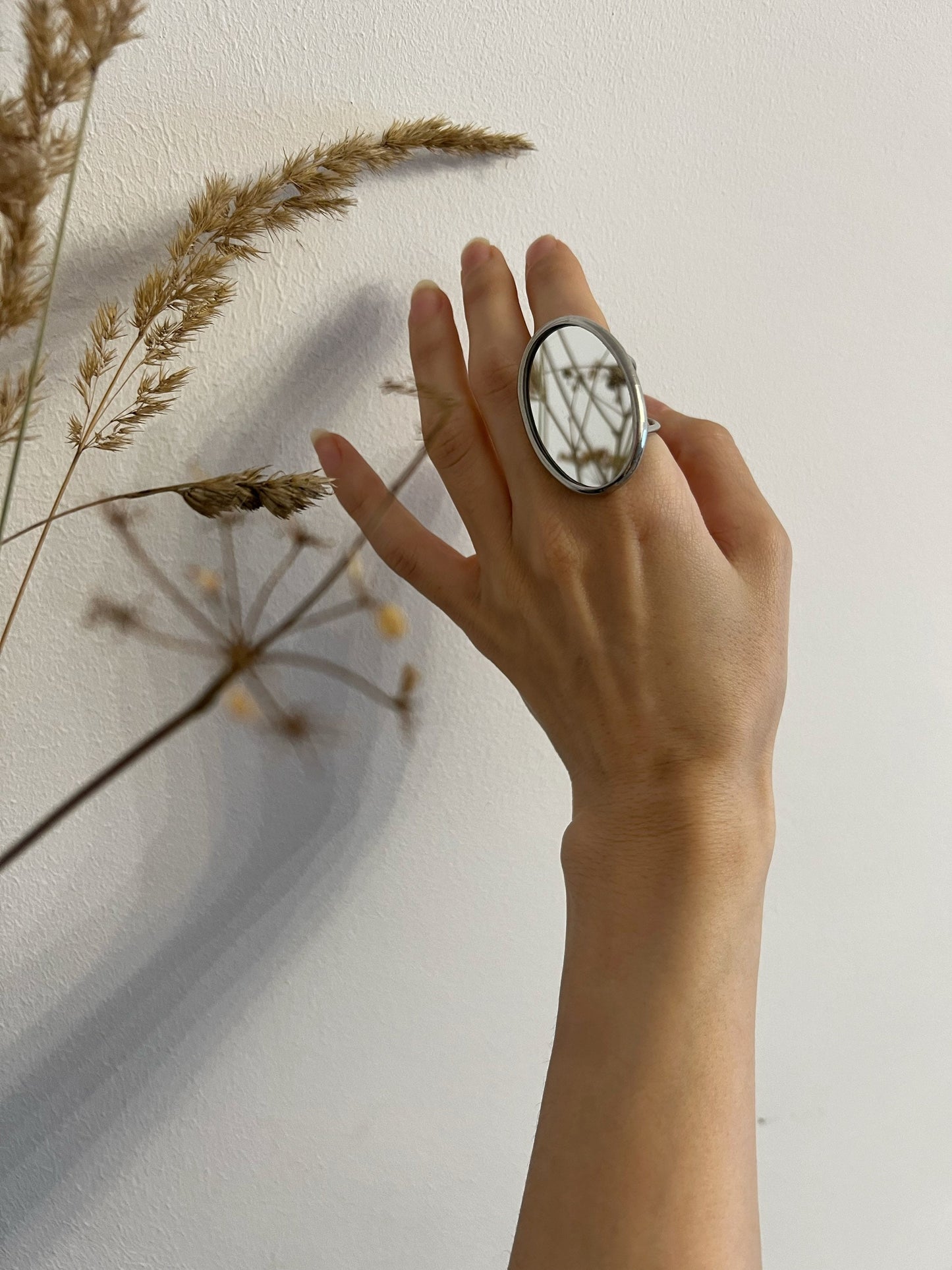 Bold oval mirror ring artistic jewelry for women