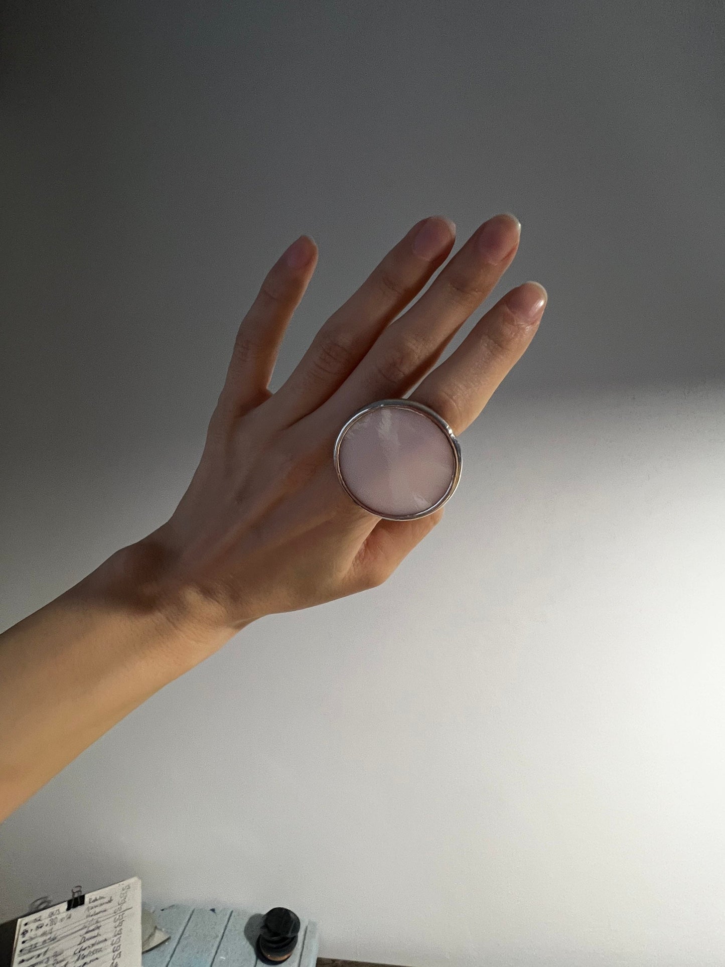 Boho Glass Statement Ring: Chunky Circle Cocktail Ring