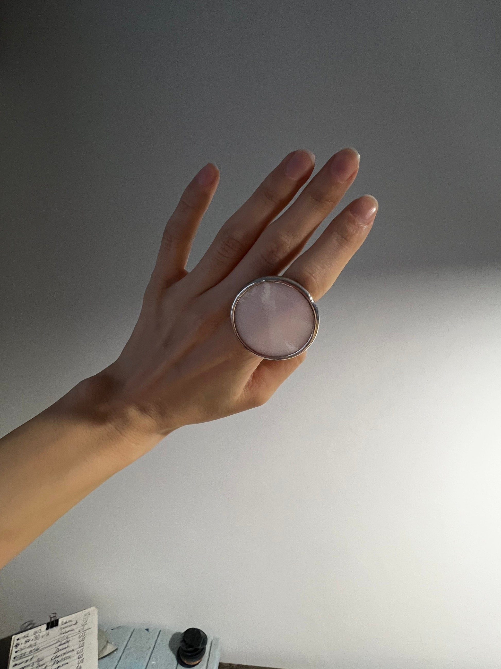 Boho Glass Statement Ring: Chunky Circle Cocktail Ring