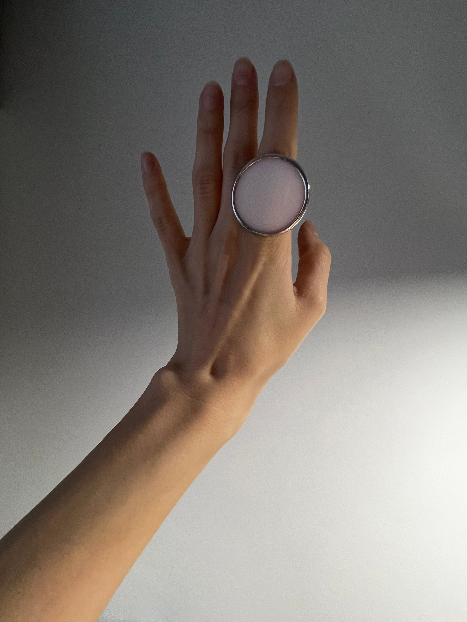 Boho Glass Statement Ring: Chunky Circle Cocktail Ring