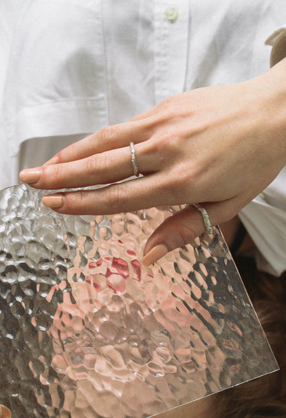 Oxidized Sterling Silver Textured Ring: Raw Metal Crumpled Band