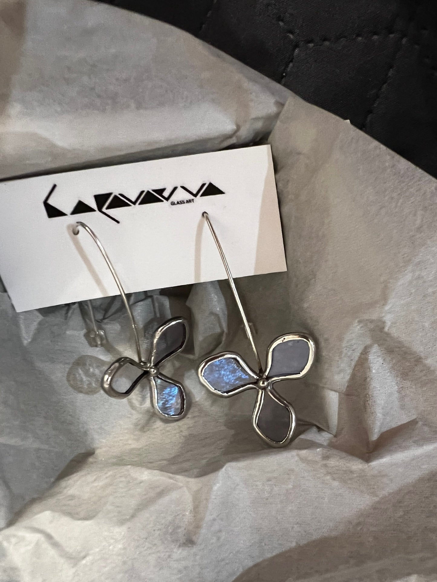 Stained Glass Hydrangea Earrings: Mismatched Botanical Studs