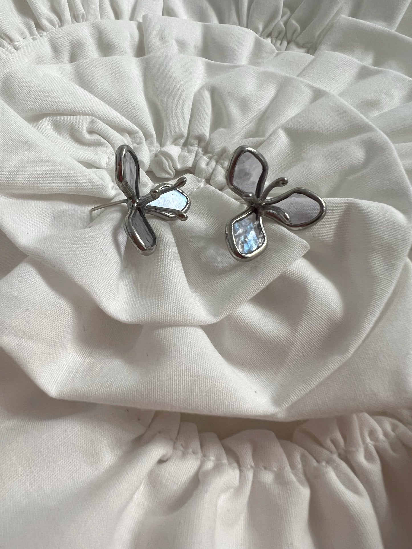 Hydrangea Blue Stained Glass Stud Earrings