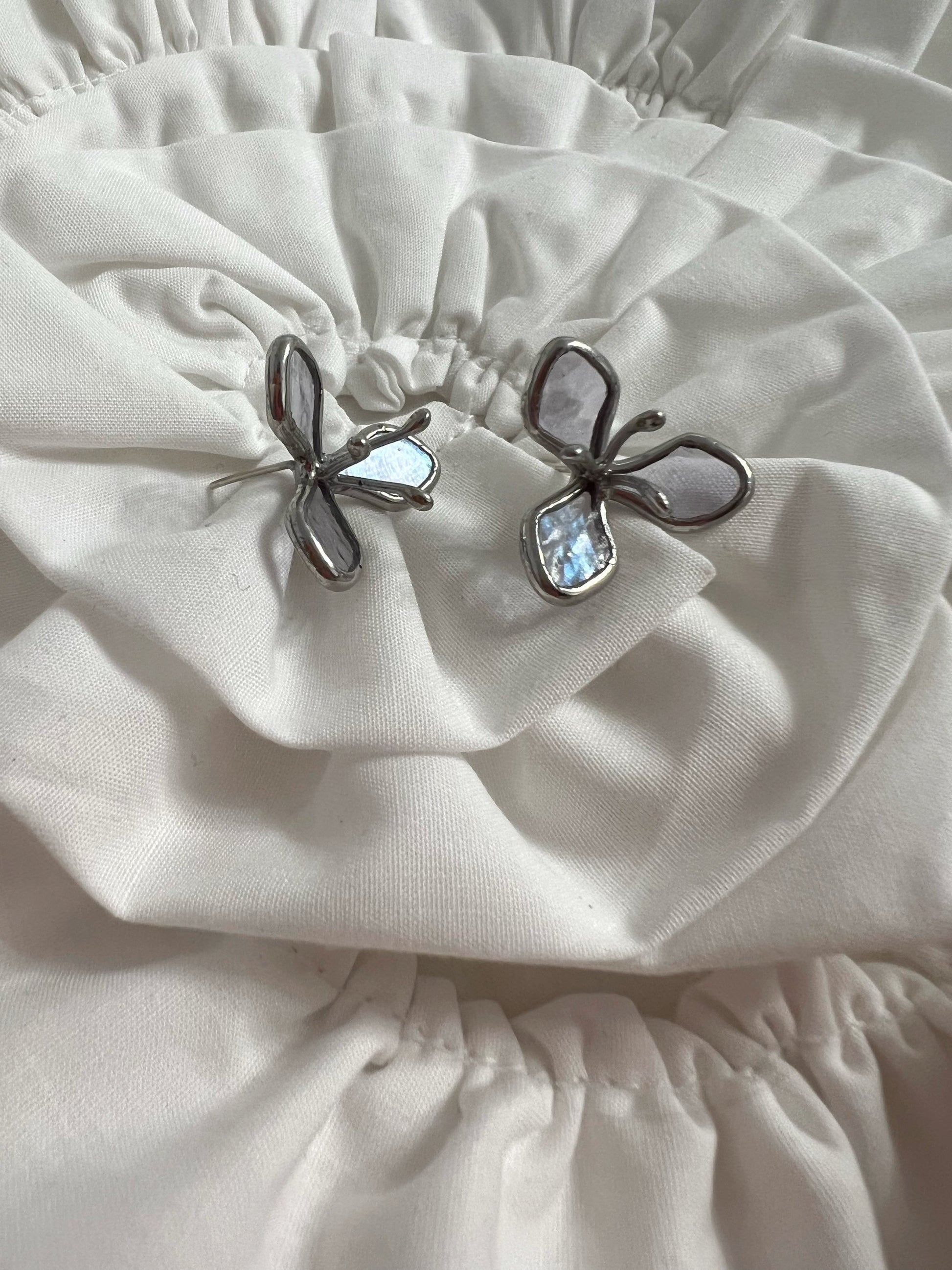 Hydrangea Blue Stained Glass Stud Earrings