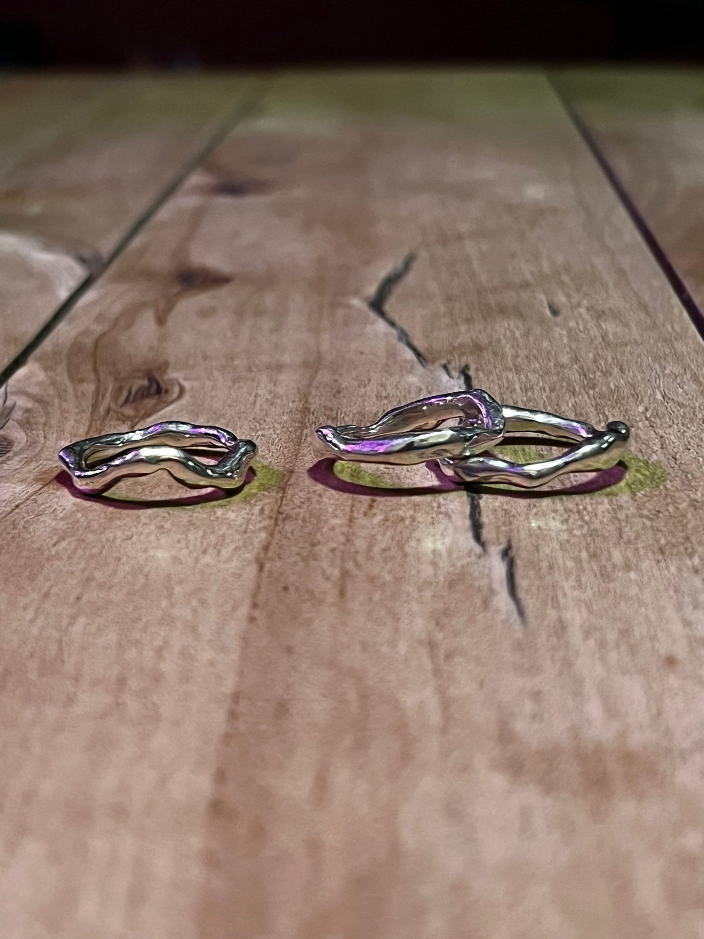 Liquid Sterling Silver Ring Set: Melted Metal Stackable Rings