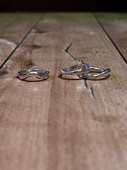 Liquid Sterling Silver Ring Set: Melted Metal Stackable Rings