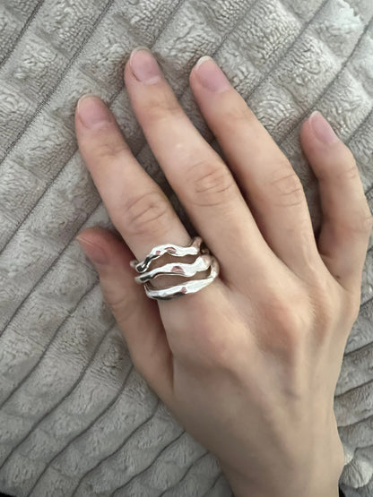 Liquid Sterling Silver Ring Set: Melted Metal Stackable Rings