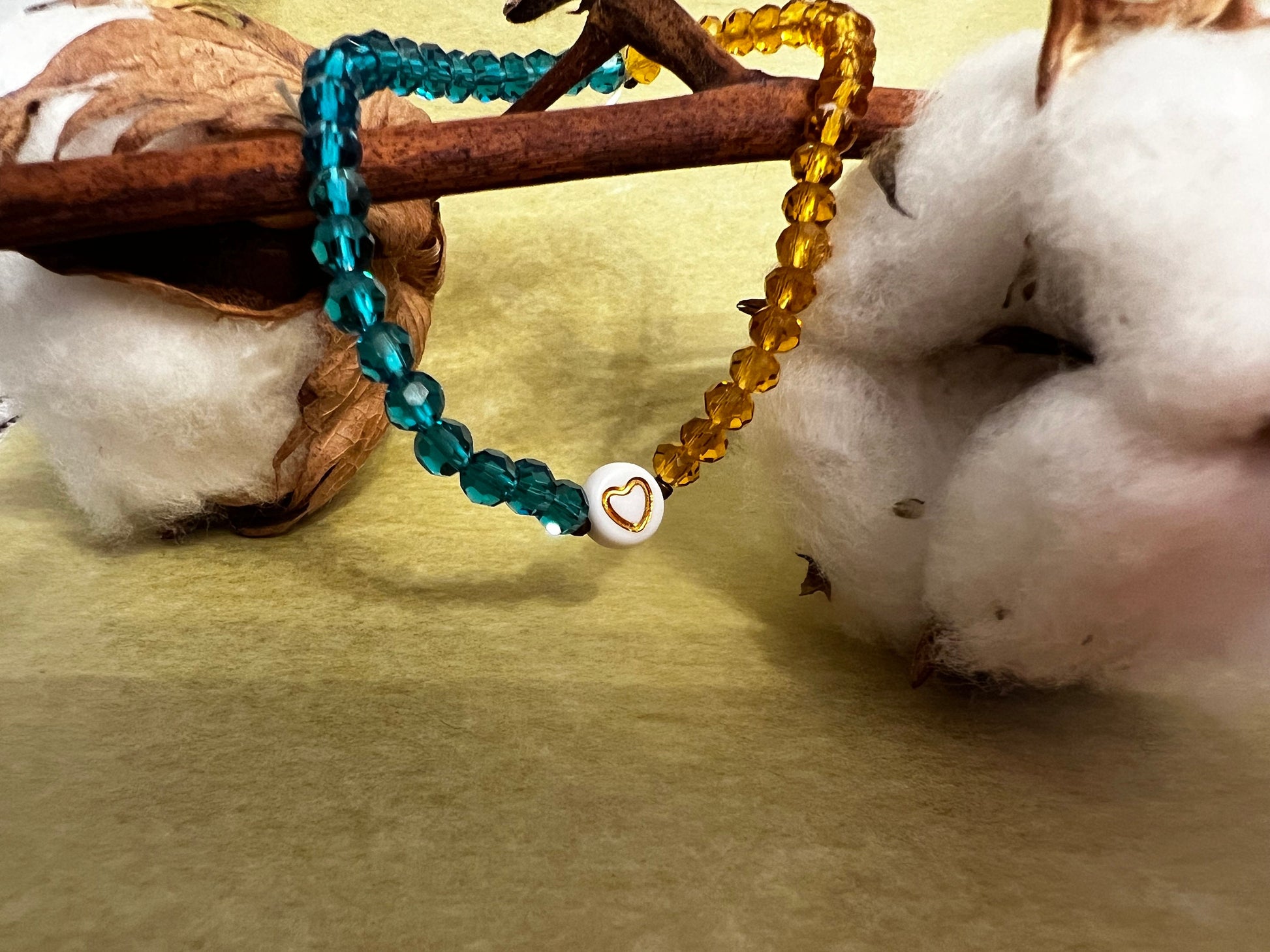 Summer friendship bracelet with glass beads