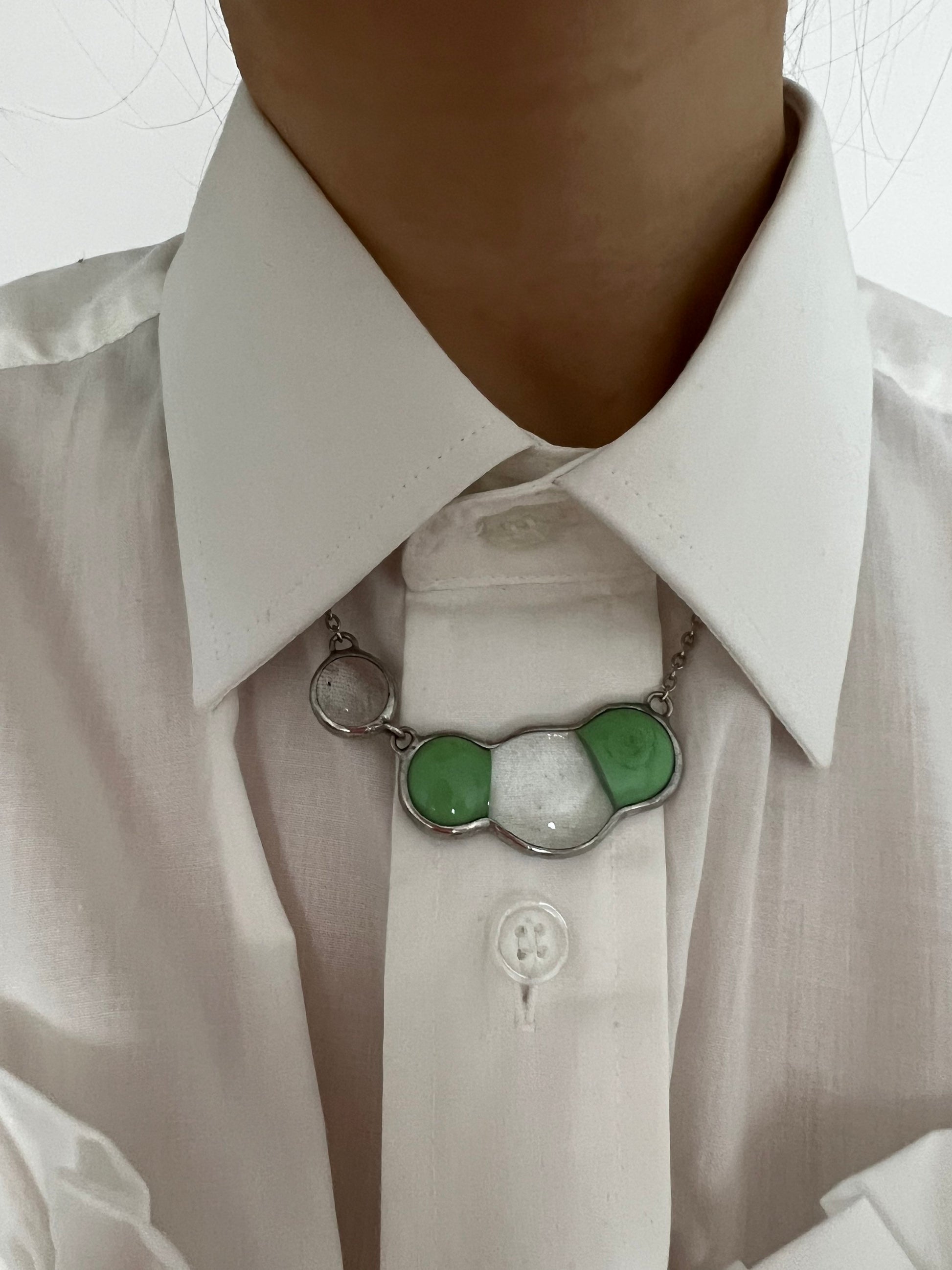 Fused Stained Glass Molecule Necklace: Colorful Orb Pendant