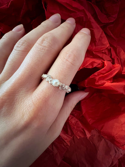 Sterling Silver Pearl Ring: Dainty Stacking Jewelry