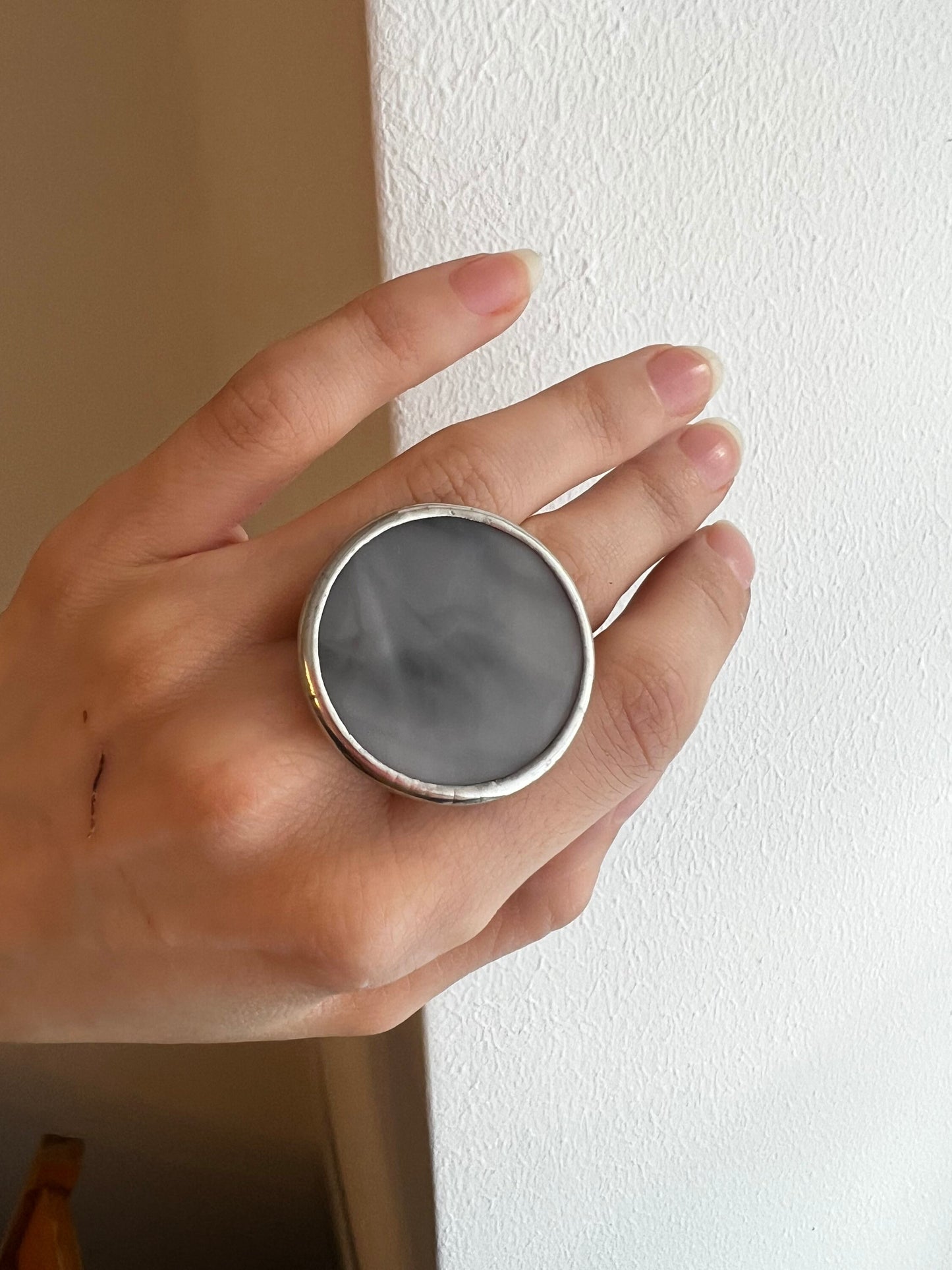 Large round glass ring contemporary women jewelry