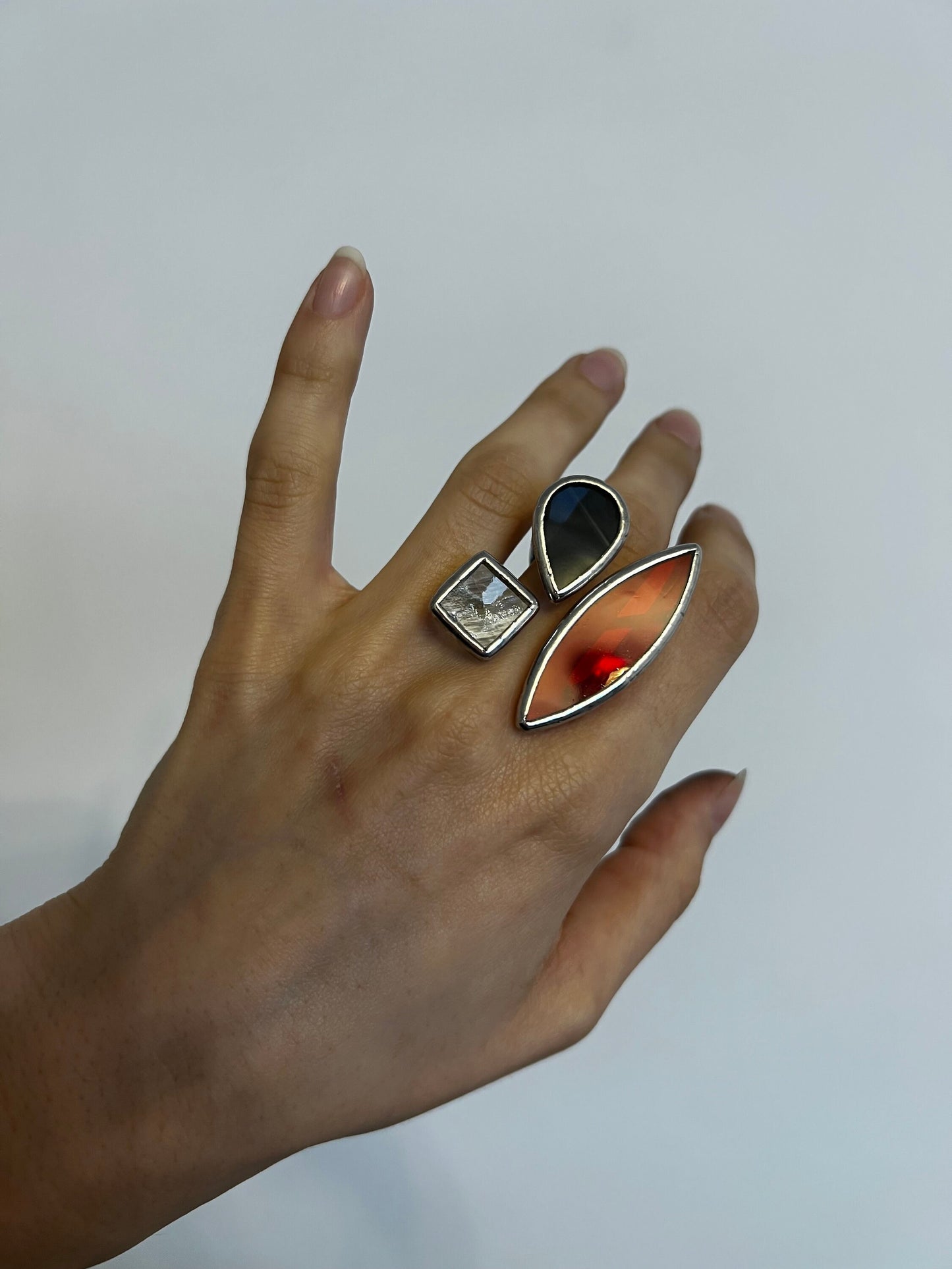 Chunky open band ring statement jewelry for women Big geometric ring