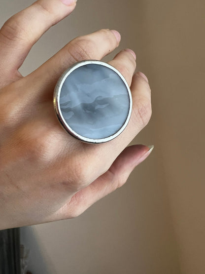 Chunky Statement Ring: Gothic Minimalist Brass Disc Ring