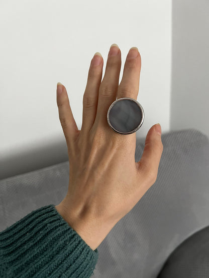 Chunky Statement Ring: Gothic Minimalist Brass Disc Ring