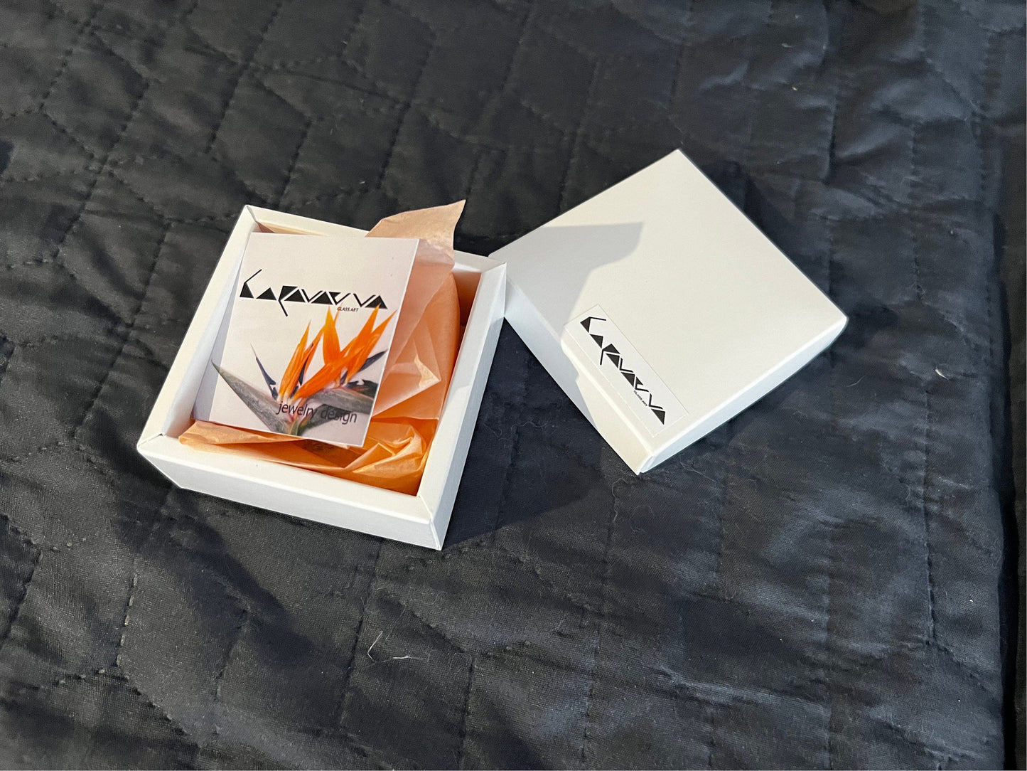 Gift packaging for black enamel stud earrings white box