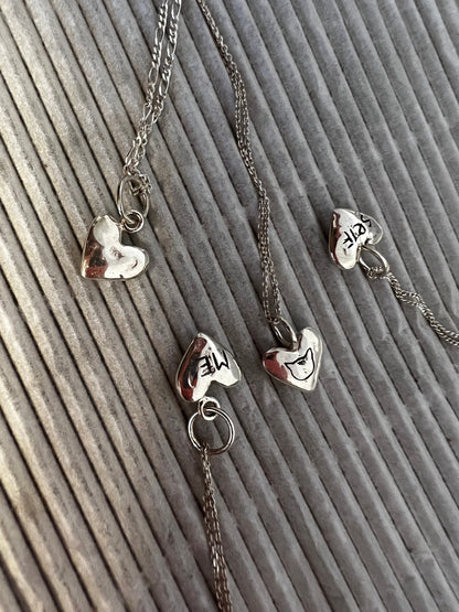 Engraved heart pendants with letters silver jewelry