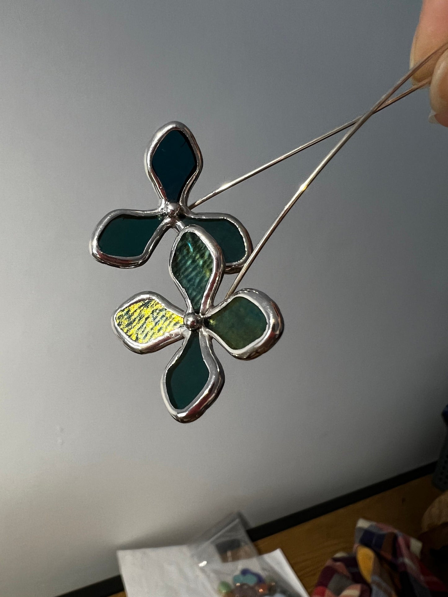 Aquamarine earrings on ear close-up