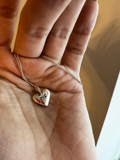Romantic sterling silver heart necklace Valentine’s Day gift