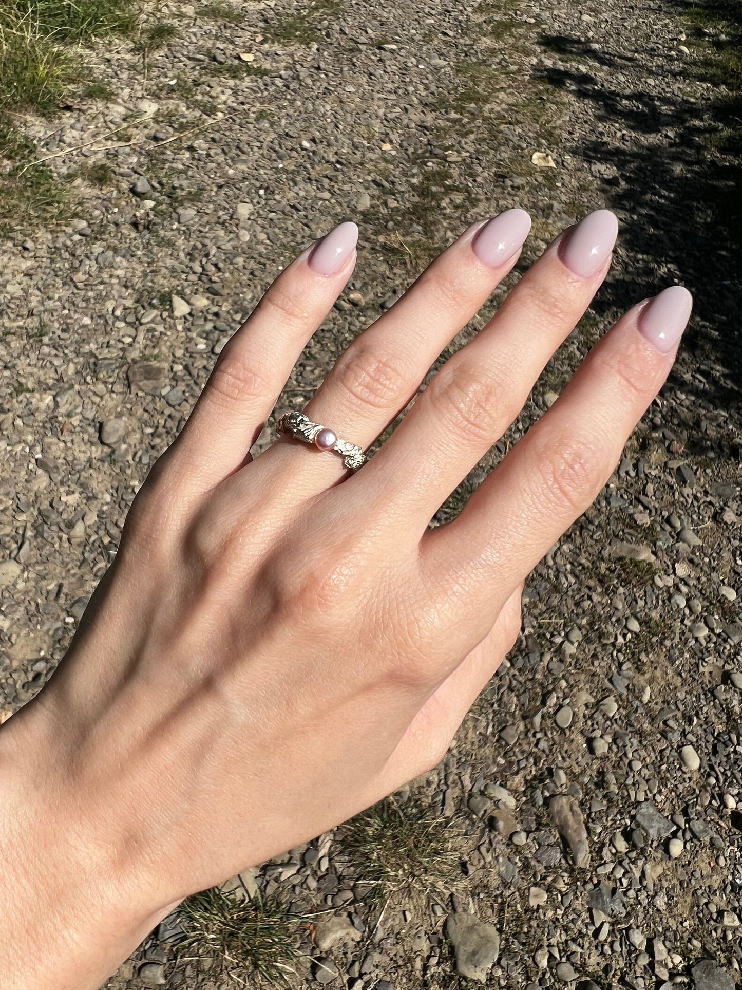 Sterling Silver Pearl Ring: Dainty Stacking Jewelry