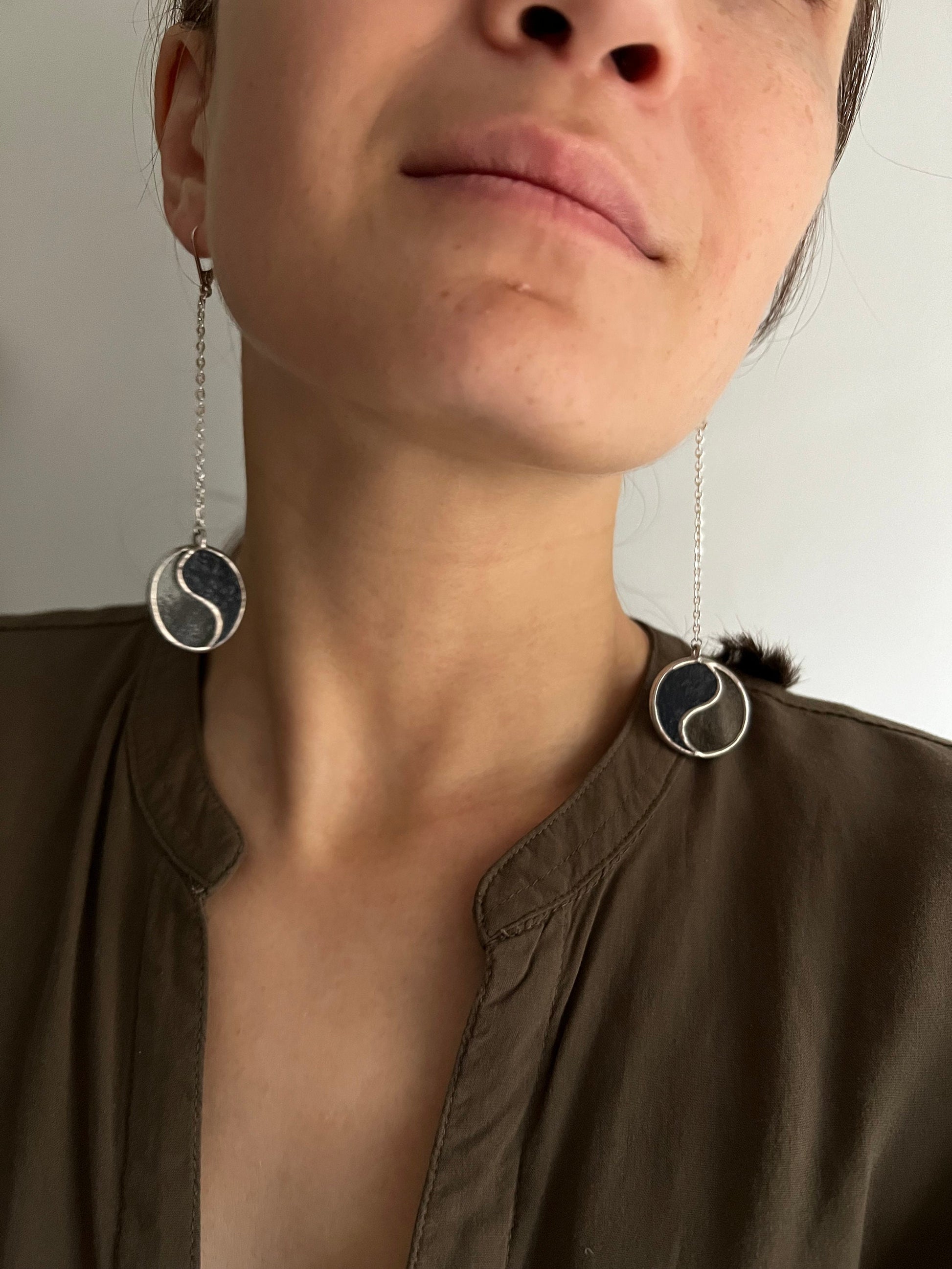 Yin Yang earrings lightweight minimalist design